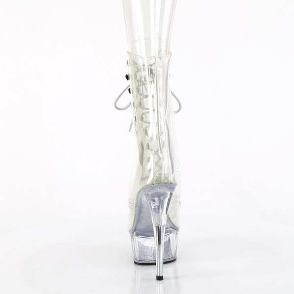 6" Heel, 1 3/4" Pf Clear Peep Toe Lace-Up Ankle Boot Pleaser Pleaser DELIGHT/1021C