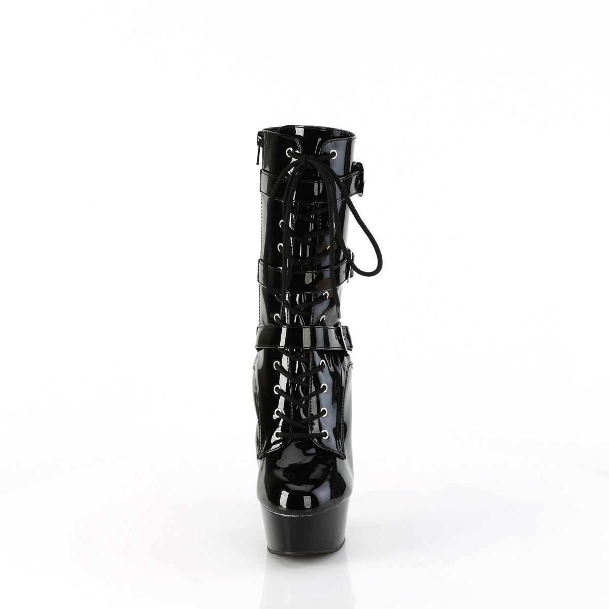 6" Heel, 1 3/4" Pf Lace-Up Multi Buckle Ankle Boot, Side Zip Pleaser Pleaser DELIGHT/1043