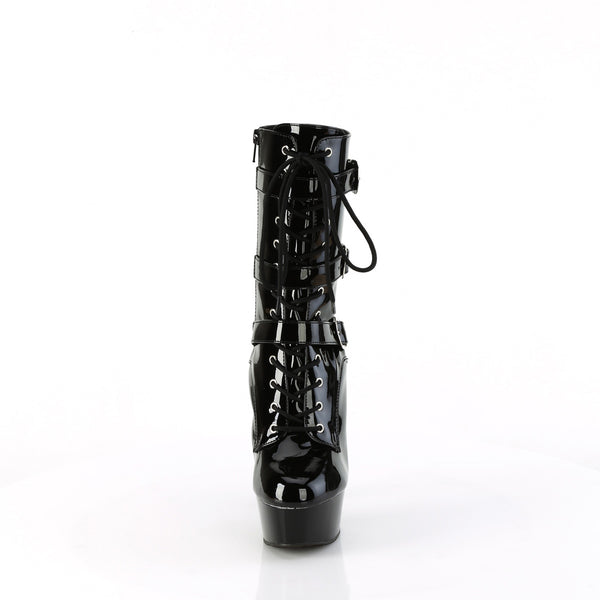 6" Heel, 1 3/4" Pf Lace-Up Multi Buckle Ankle Boot, Side Zip Pleaser Pleaser DELIGHT/1043