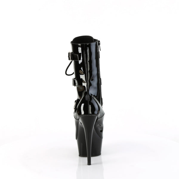 6" Heel, 1 3/4" Pf Lace-Up Multi Buckle Ankle Boot, Side Zip Pleaser Pleaser DELIGHT/1043