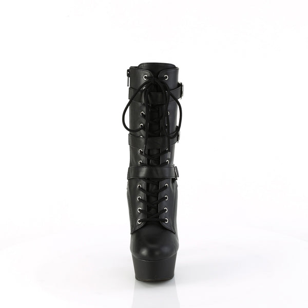6" Heel, 1 3/4" Pf Lace-Up Multi Buckle Ankle Boot, Side Zip Pleaser Pleaser DELIGHT/1043