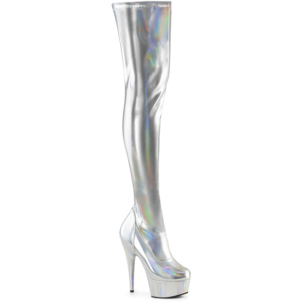 6" Heel, 1 3/4" Pf Stretch Thigh Boot,  12" Side Zip Pleaser Pleaser DELIGHT/3000HWR