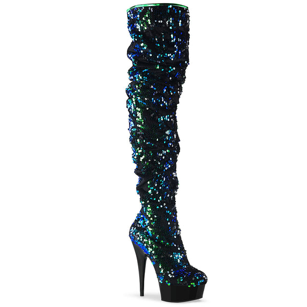 6" Heel, 1 3/4" Pf Slouch Thigh Boot, Side Zip Pleaser Pleaser DELIGHT/3004