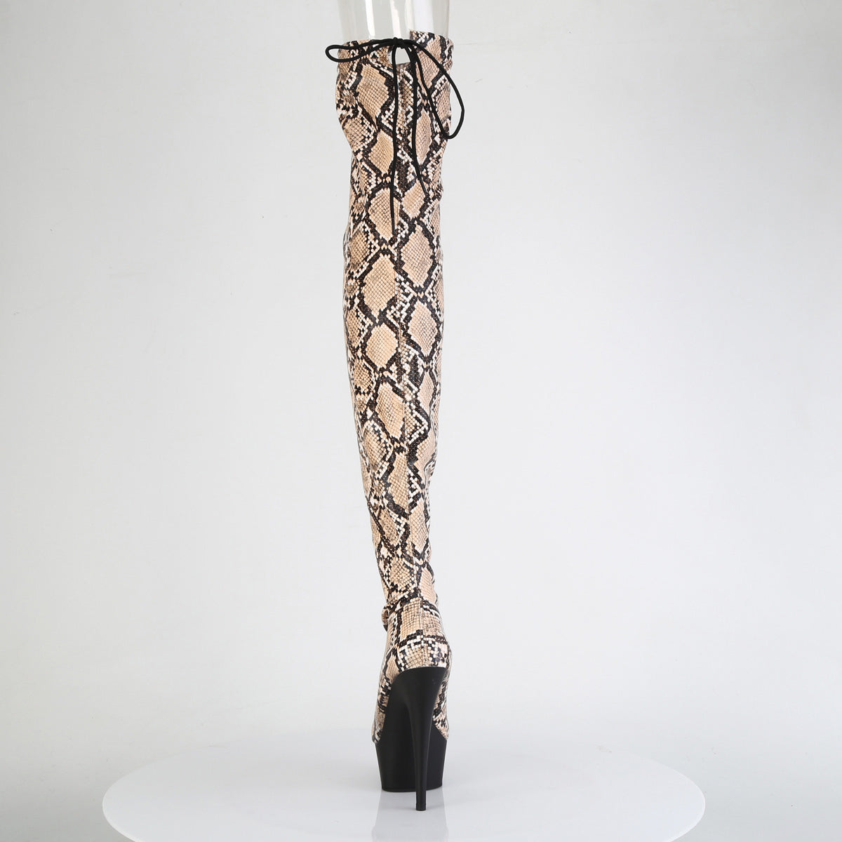 6" Heel, 1 3/4" Pf Stretch Snake Print Pull-On Thigh Boot Pleaser Pleaser DELIGHT/3008SP/BT