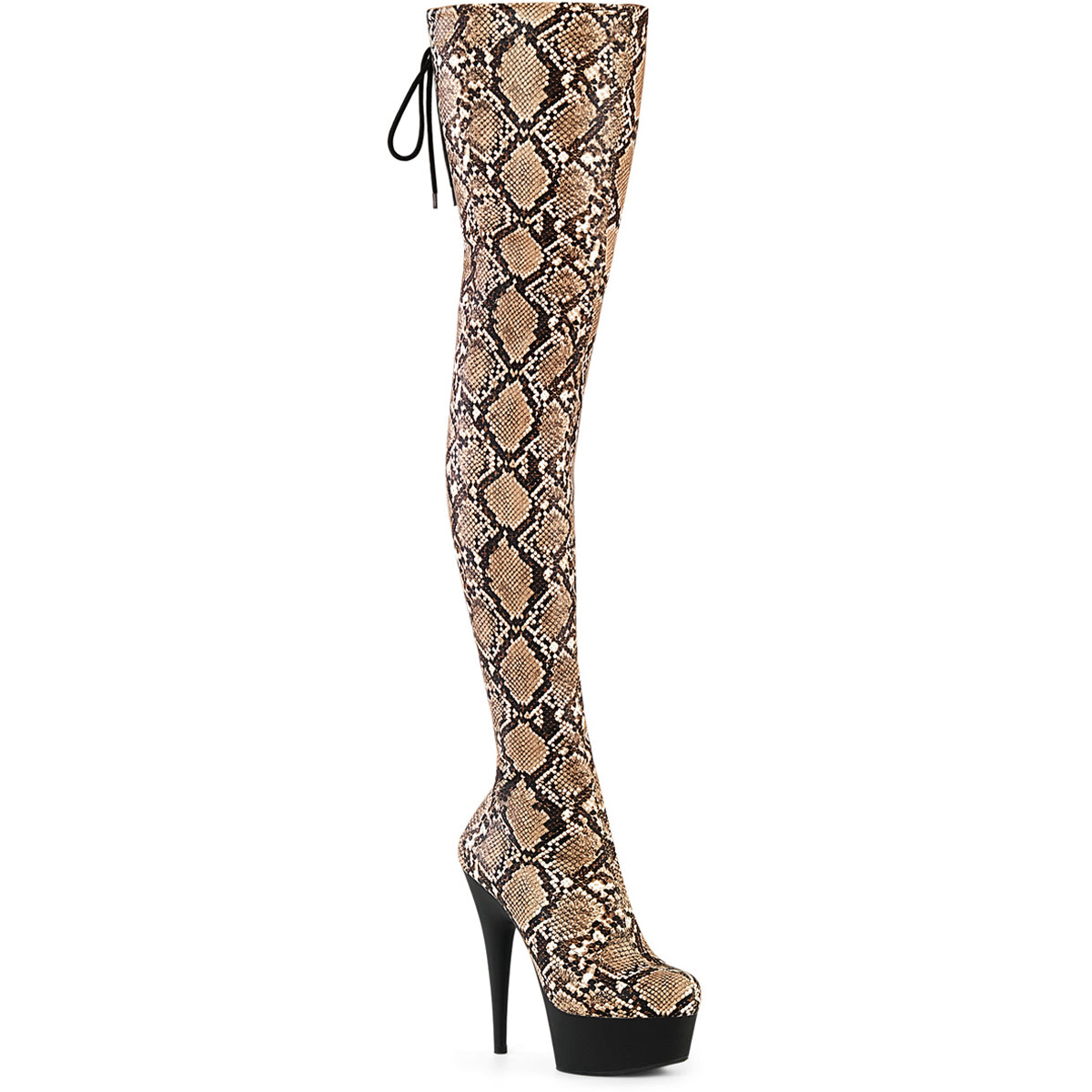 6" Heel, 1 3/4" Pf Stretch Snake Print Pull-On Thigh Boot Secondary image