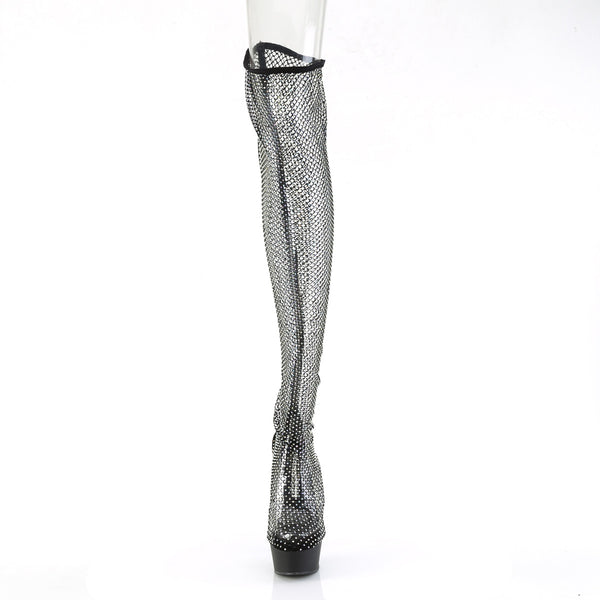 6" Heel, 1 3/4" Pf Pull-On Rs Mesh Thigh High Boot Pleaser  DELIGHT/3009