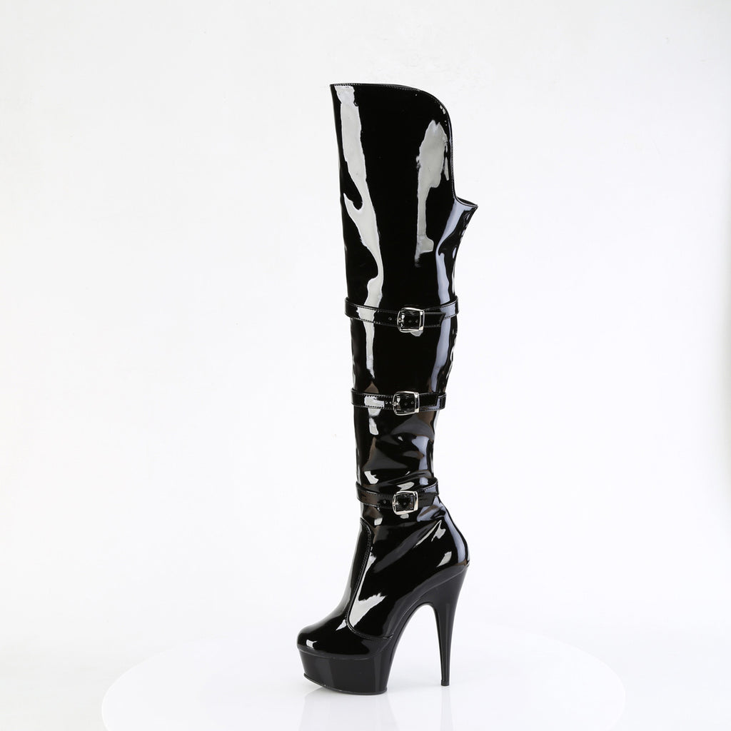 6" Heel, 1 3/4" Pf Triple Buckle Strap Otk Boot, Side Zip Pleaser Pleaser DELIGHT/3018
