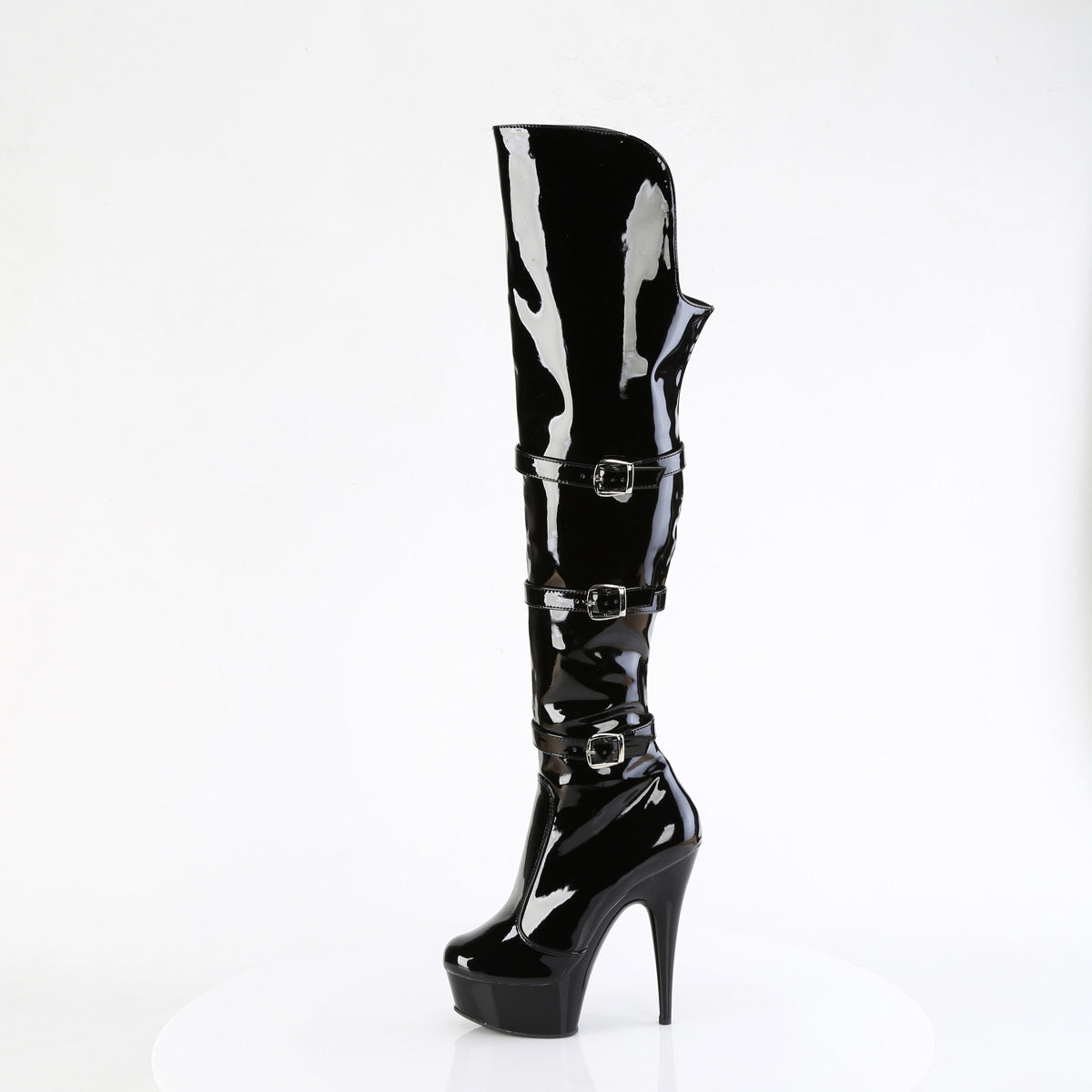 6" Heel, 1 3/4" Pf Triple Buckle Strap Otk Boot, Side Zip Pleaser Pleaser DELIGHT/3018