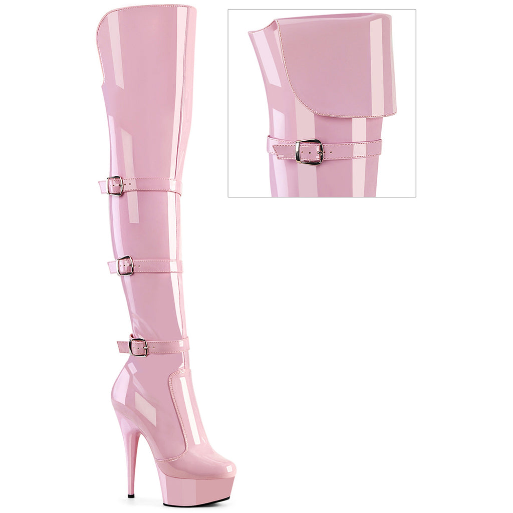 6" Heel, 1 3/4" Pf Triple Buckle Strap Otk Boot, Side Zip Pleaser Pleaser DELIGHT/3018