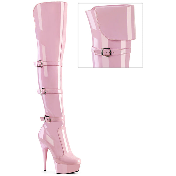 6" Heel, 1 3/4" Pf Triple Buckle Strap Otk Boot, Side Zip Pleaser Pleaser DELIGHT/3018