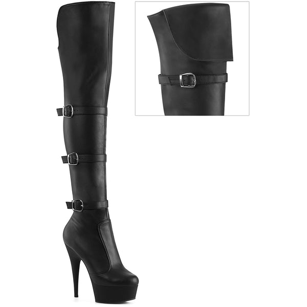 6" Heel, 1 3/4" Pf Triple Buckle Strap Otk Boot, Side Zip Pleaser Pleaser DELIGHT/3018