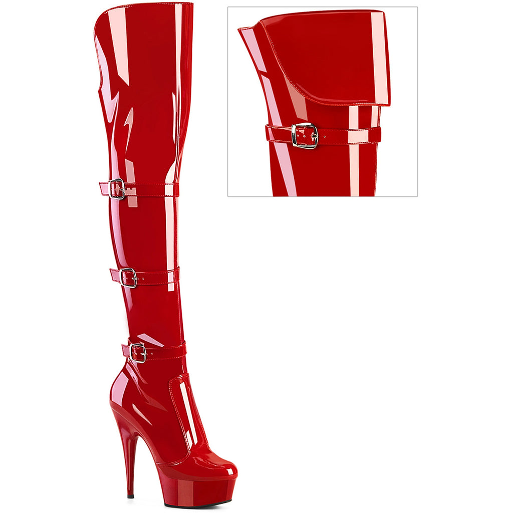6" Heel, 1 3/4" Pf Triple Buckle Strap Otk Boot, Side Zip Pleaser Pleaser DELIGHT/3018