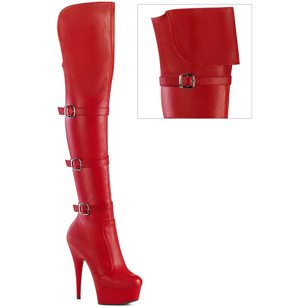 6" Heel, 1 3/4" Pf Triple Buckle Strap Otk Boot, Side Zip Pleaser Pleaser DELIGHT/3018