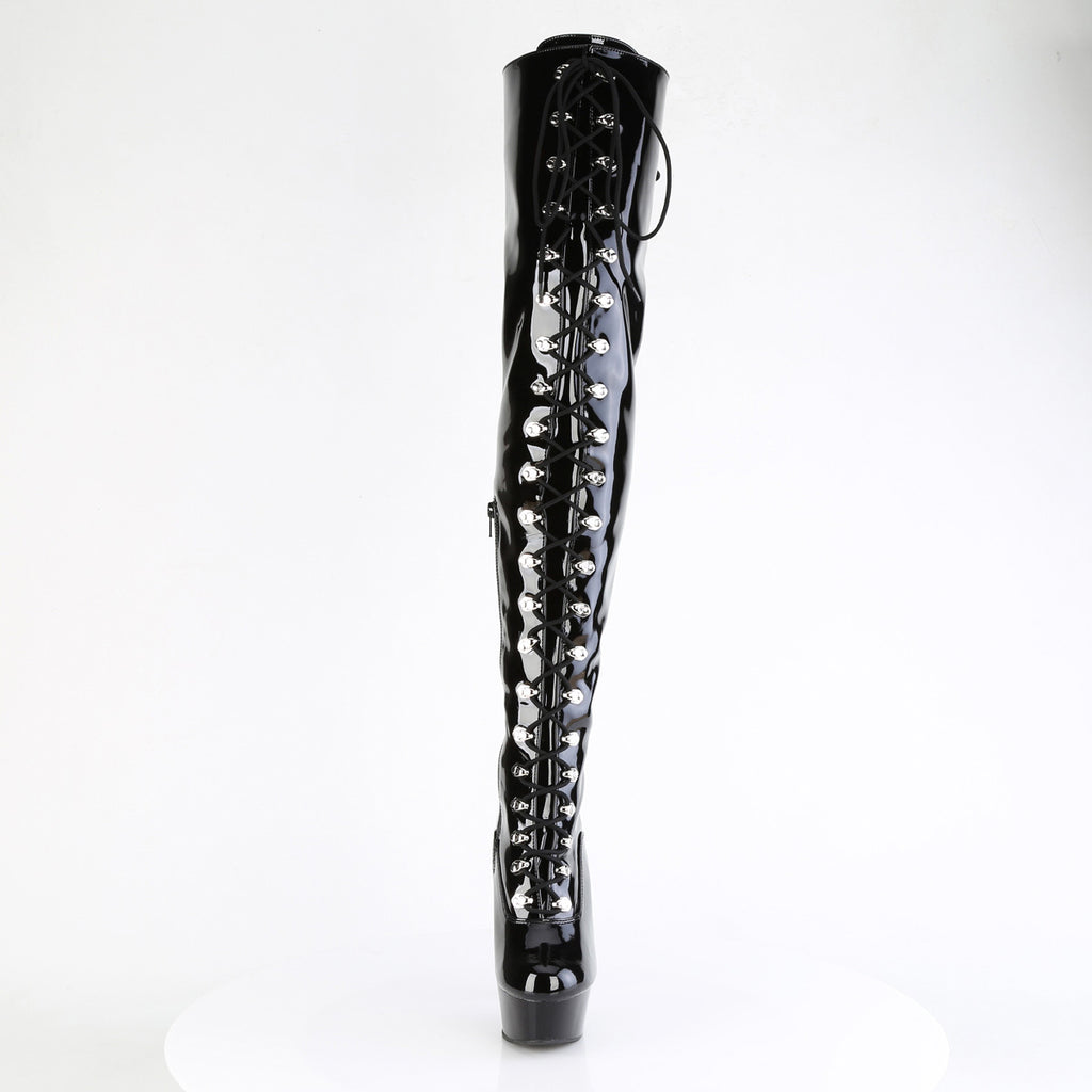 6" Heel, 1 3/4" Pf Lace-Up Thigh Boot, 1/2 Inside Zip Pleaser Pleaser DELIGHT/3022