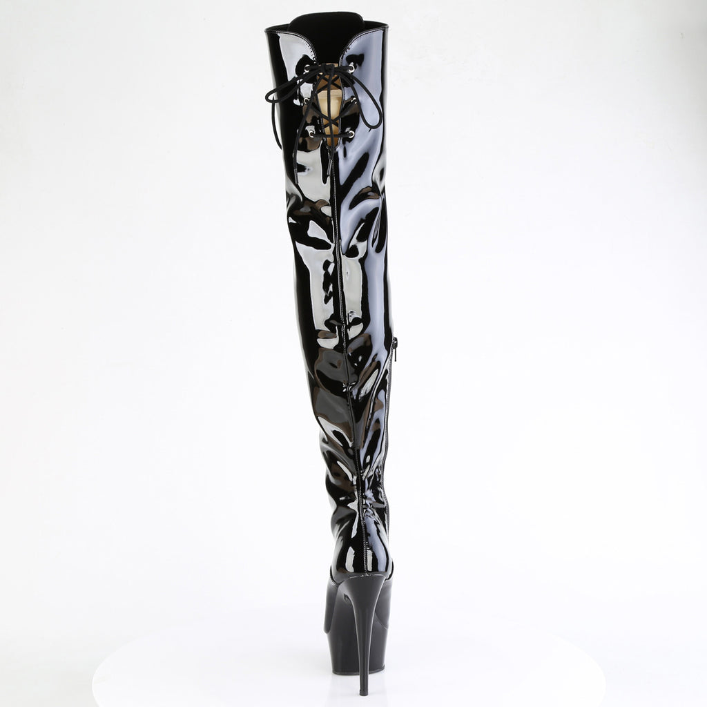 6" Heel, 1 3/4" Pf Lace-Up Thigh Boot, 1/2 Inside Zip Pleaser Pleaser DELIGHT/3022