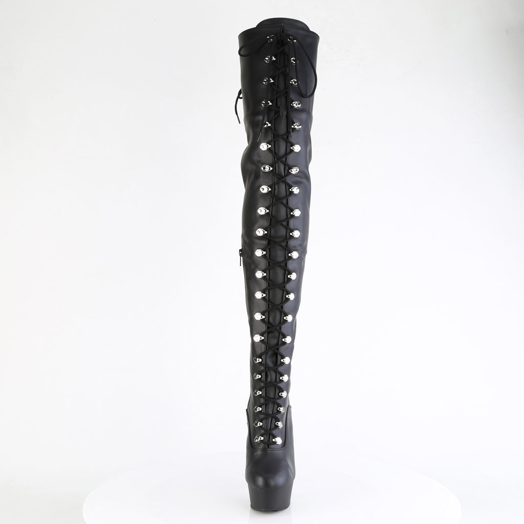 6" Heel, 1 3/4" Pf Lace-Up Thigh Boot, 1/2 Inside Zip Pleaser Pleaser DELIGHT/3022