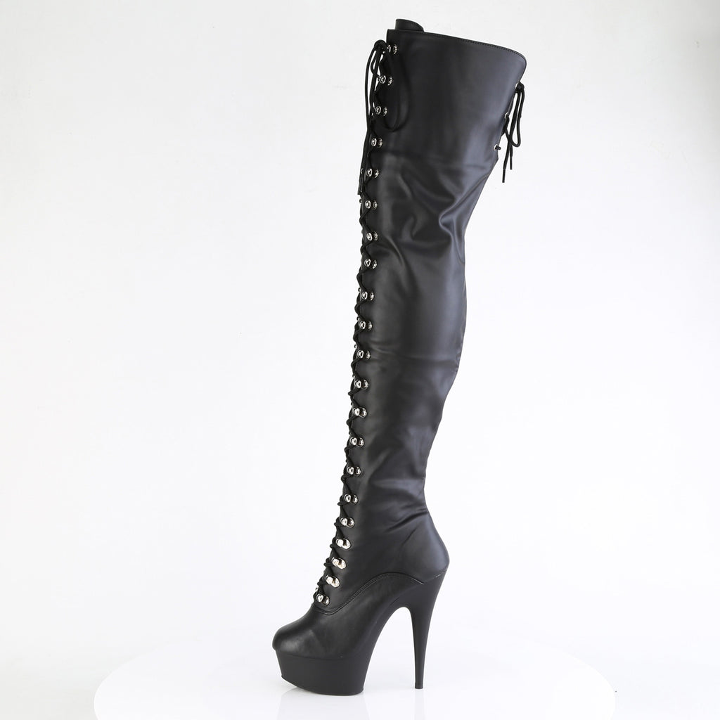 6" Heel, 1 3/4" Pf Lace-Up Thigh Boot, 1/2 Inside Zip Pleaser Pleaser DELIGHT/3022