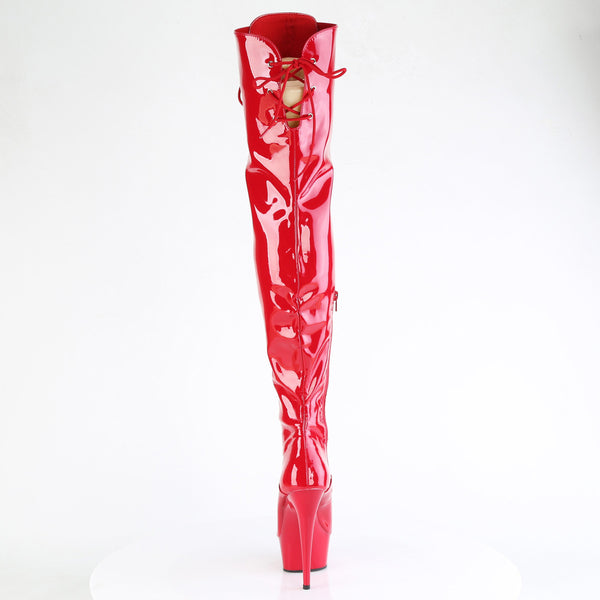 6" Heel, 1 3/4" Pf Lace-Up Thigh Boot, 1/2 Inside Zip Pleaser Pleaser DELIGHT/3022