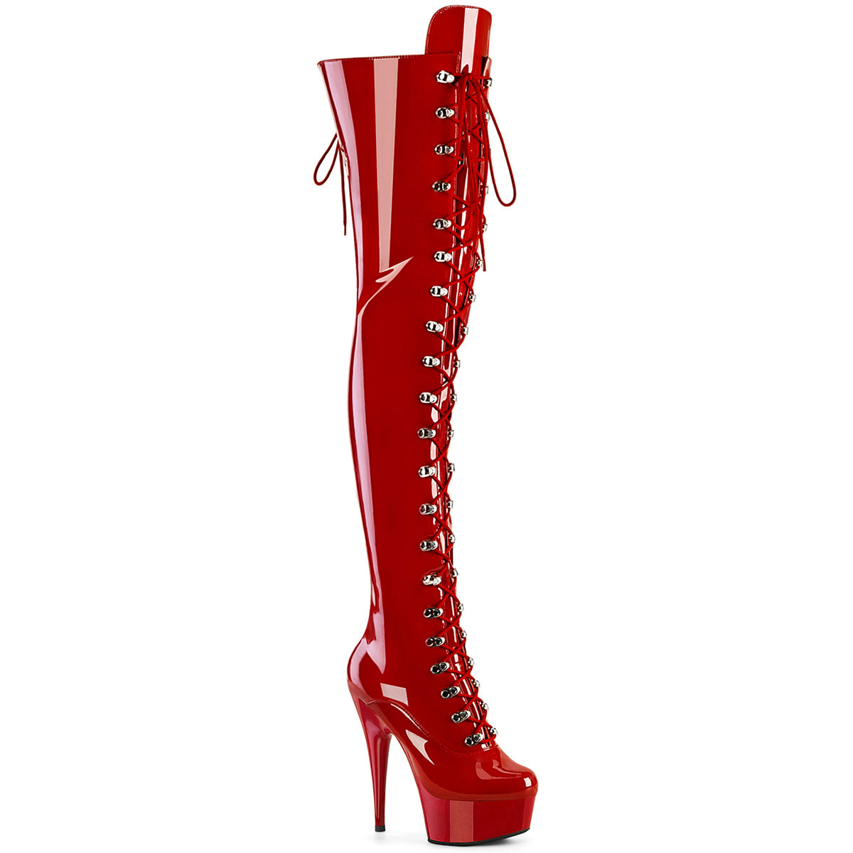 6" Heel, 1 3/4" Pf Lace-Up Thigh Boot, 1/2 Inside Zip Pleaser Pleaser DELIGHT/3022