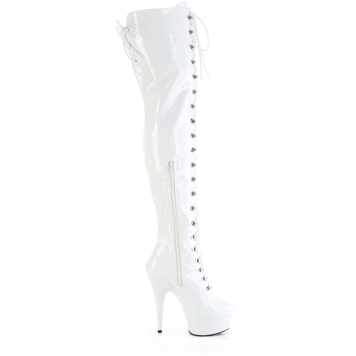 6" Heel, 1 3/4" Pf Lace-Up Thigh Boot, 1/2 Inside Zip Pleaser Pleaser DELIGHT/3022