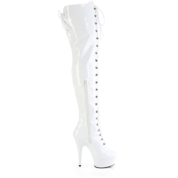 6" Heel, 1 3/4" Pf Lace-Up Thigh Boot, 1/2 Inside Zip Pleaser Pleaser DELIGHT/3022