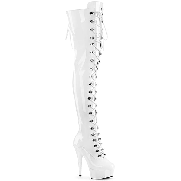 6" Heel, 1 3/4" Pf Lace-Up Thigh Boot, 1/2 Inside Zip Pleaser Pleaser DELIGHT/3022