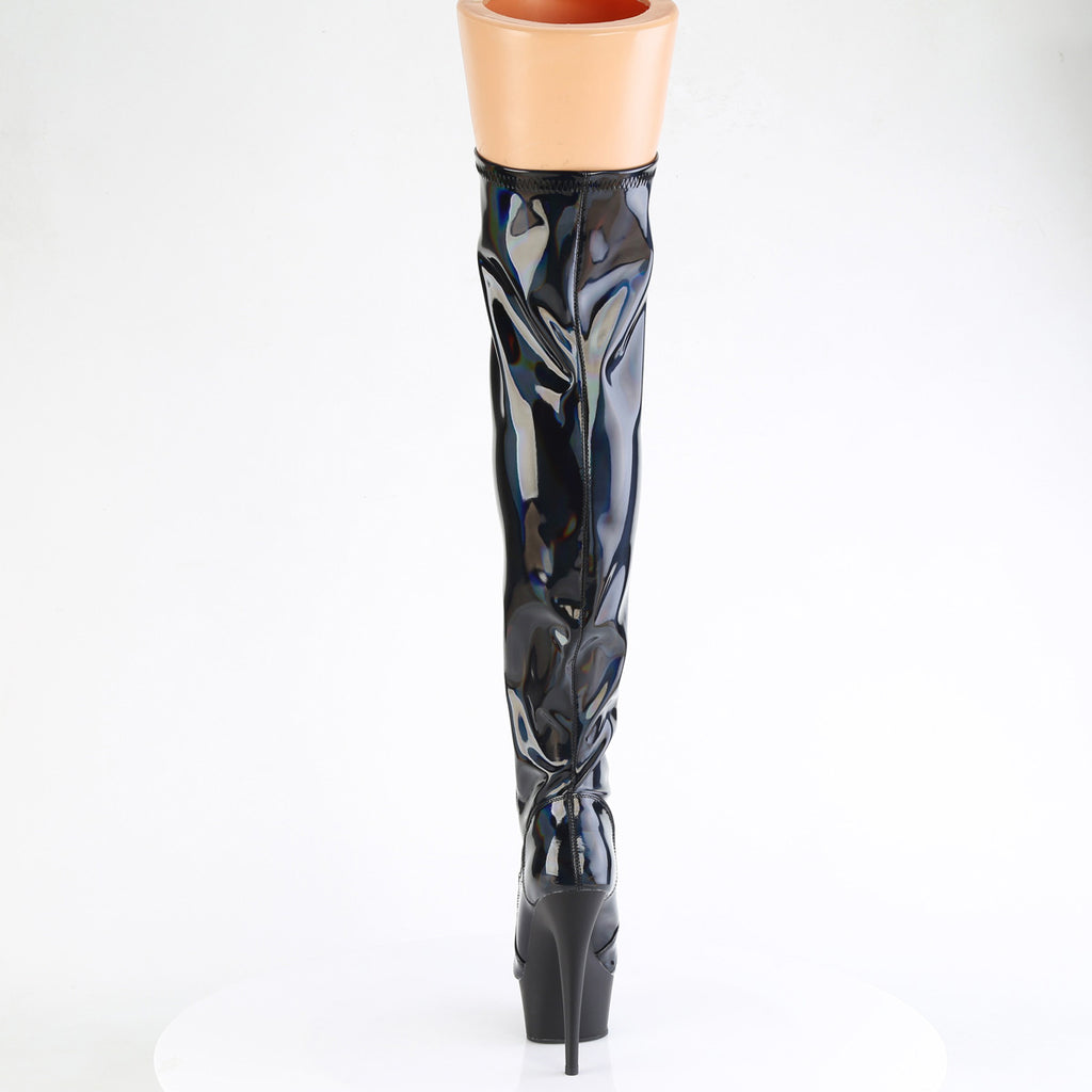 6" Heel, 1 3/4" Pf Stretch Lace-Up Otk Boot, Outer Zip Pleaser Pleaser DELIGHT/3029