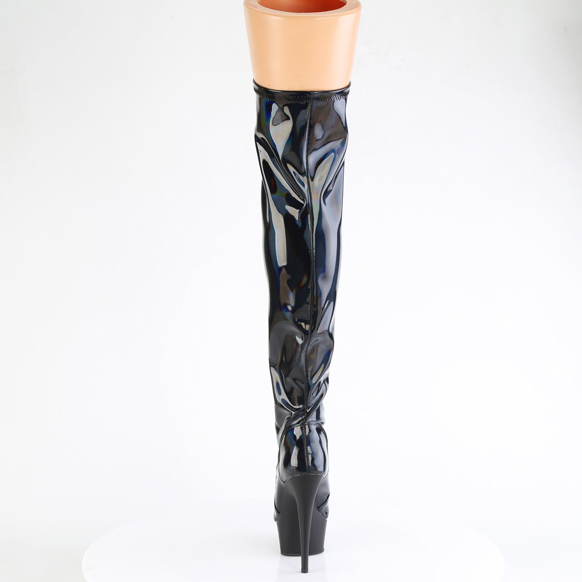 6" Heel, 1 3/4" Pf Stretch Lace-Up Otk Boot, Outer Zip Pleaser Pleaser DELIGHT/3029
