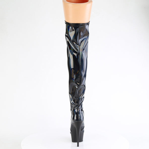6" Heel, 1 3/4" Pf Stretch Lace-Up Otk Boot, Outer Zip Pleaser Pleaser DELIGHT/3029