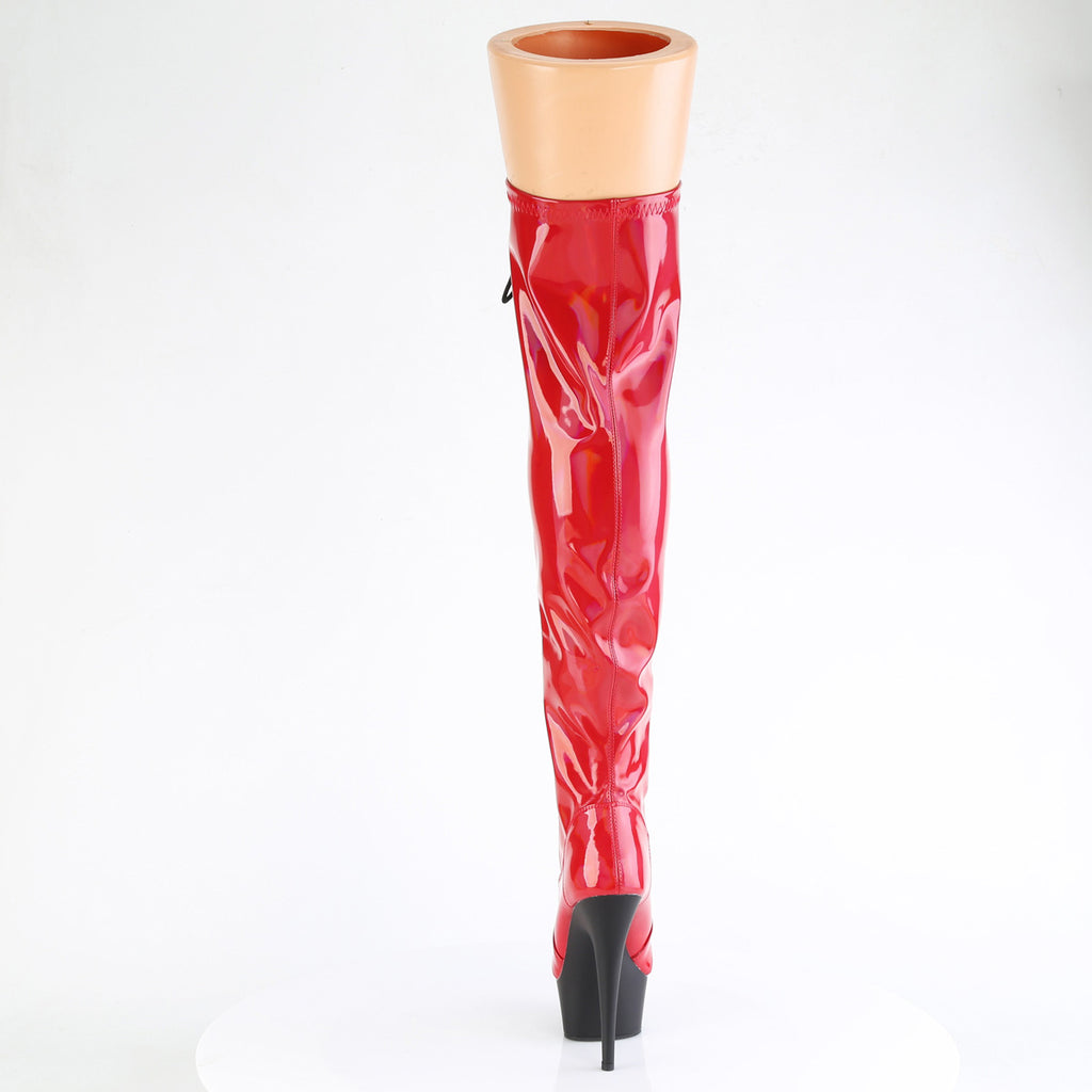 6" Heel, 1 3/4" Pf Stretch Lace-Up Otk Boot, Outer Zip Pleaser Pleaser DELIGHT/3029
