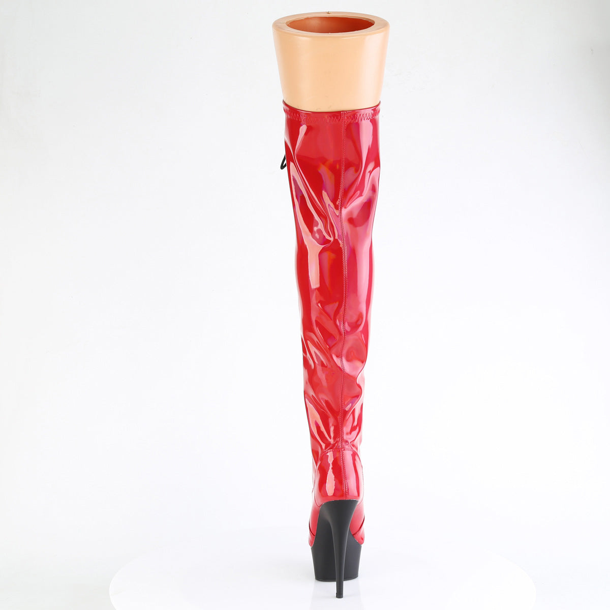 6" Heel, 1 3/4" Pf Stretch Lace-Up Otk Boot, Outer Zip Pleaser Pleaser DELIGHT/3029