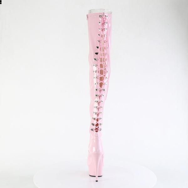 6" Heel, 1 3/4" Pf Back Lace Stretch Thigh Boot, Side Zip Pleaser Pleaser DELIGHT/3063