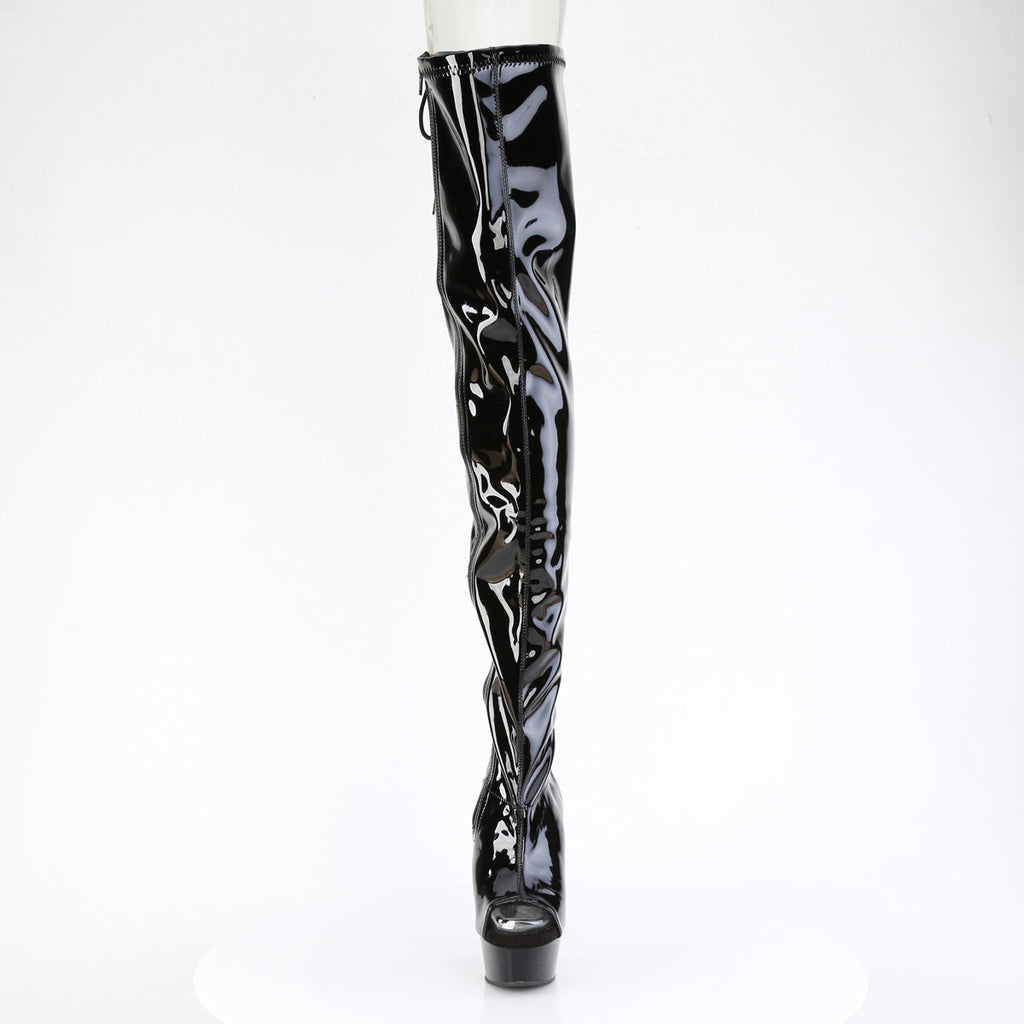 6" Heel, 1 3/4" Pf Back Lace Stretch Crotch Boot, Side Zip Pleaser Pleaser DELIGHT/4017