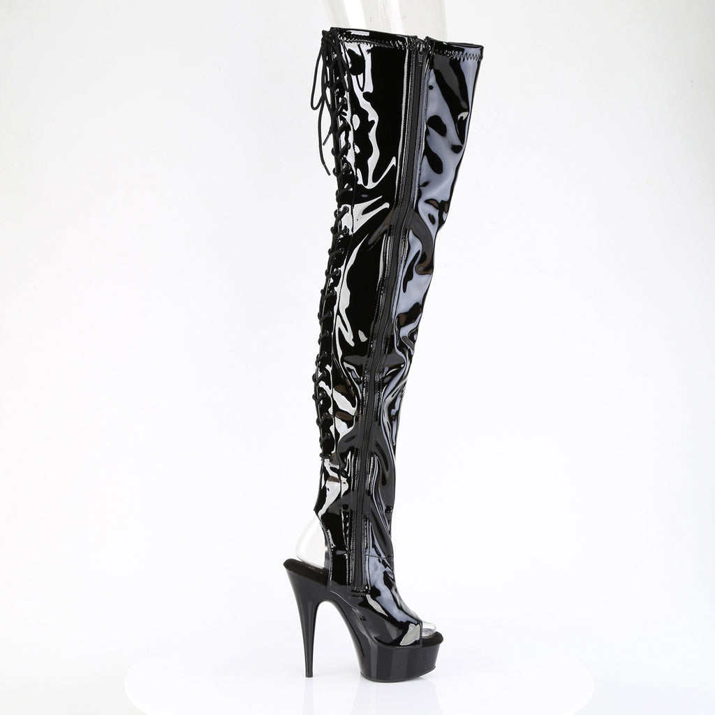 6" Heel, 1 3/4" Pf Back Lace Stretch Crotch Boot, Side Zip Pleaser Pleaser DELIGHT/4017