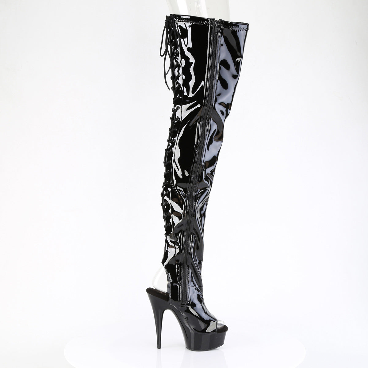 6" Heel, 1 3/4" Pf Back Lace Stretch Crotch Boot, Side Zip Pleaser Pleaser DELIGHT/4017