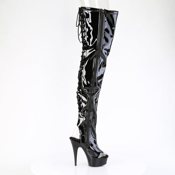 6" Heel, 1 3/4" Pf Back Lace Stretch Crotch Boot, Side Zip Pleaser Pleaser DELIGHT/4017