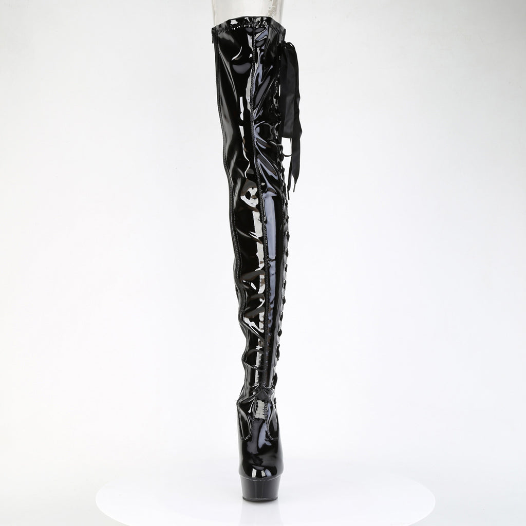 6" Heel, 1 3/4" Pf Side Lace Stretch Crotch Boot, Side Zip Pleaser Pleaser DELIGHT/4050