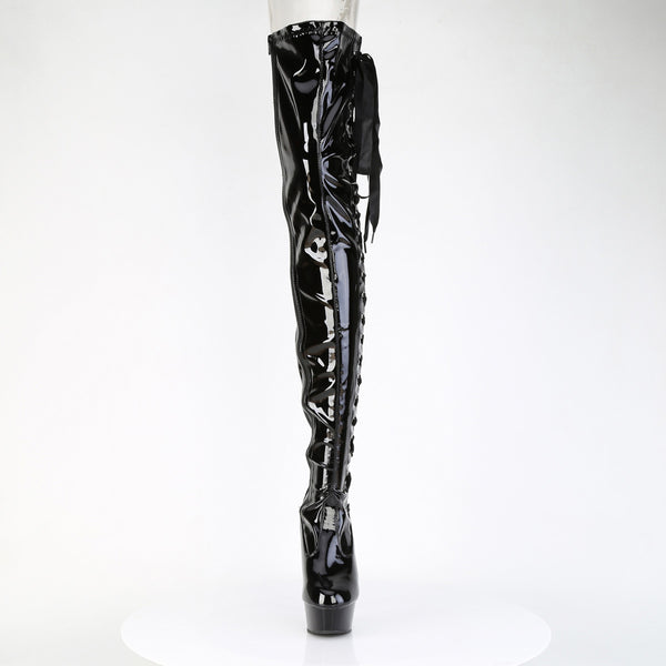 6" Heel, 1 3/4" Pf Side Lace Stretch Crotch Boot, Side Zip Pleaser Pleaser DELIGHT/4050
