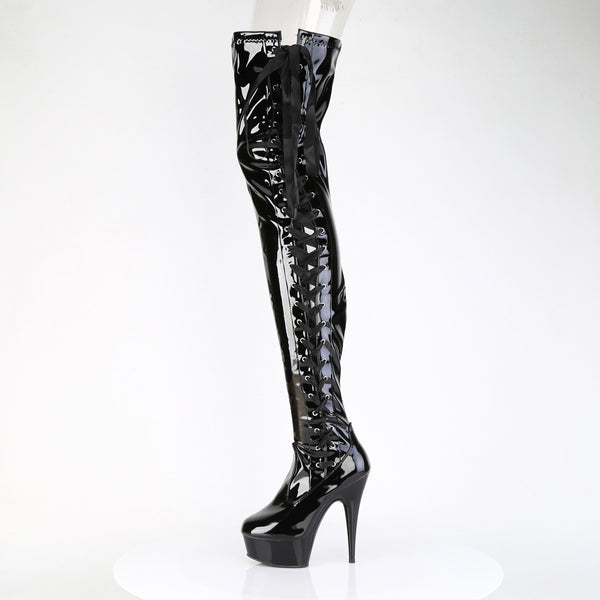 6" Heel, 1 3/4" Pf Side Lace Stretch Crotch Boot, Side Zip Pleaser Pleaser DELIGHT/4050