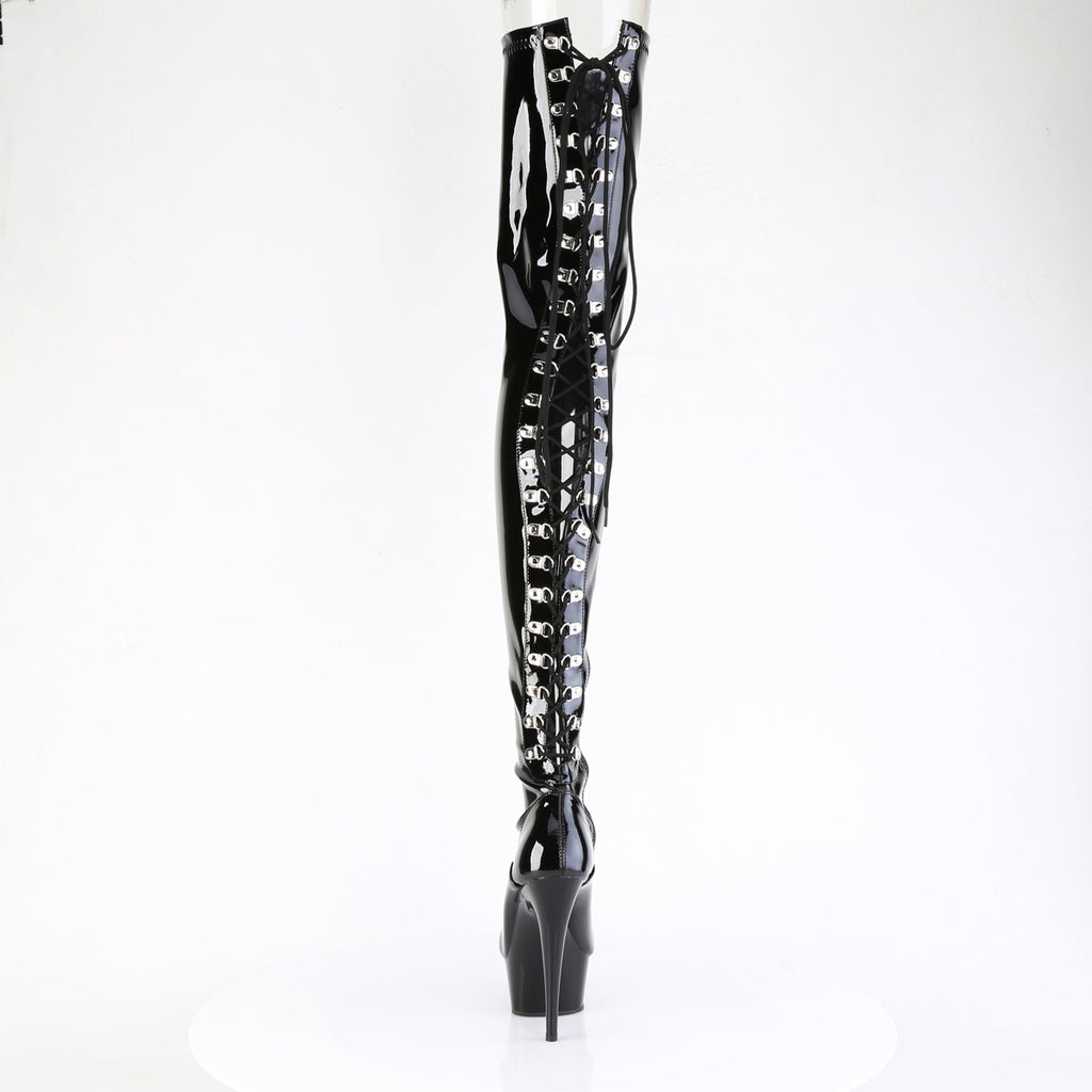 6" Heel, 1 3/4" Pf Back Lace Stretch Crotch Boot, Side Zip Pleaser Pleaser DELIGHT/4063