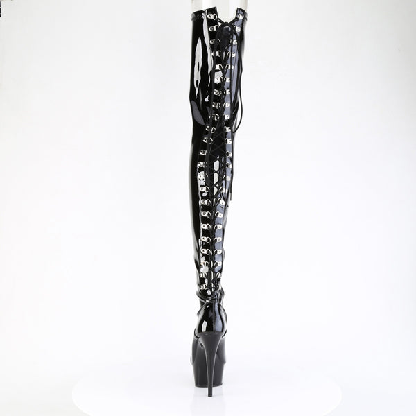 6" Heel, 1 3/4" Pf Back Lace Stretch Crotch Boot, Side Zip Pleaser Pleaser DELIGHT/4063
