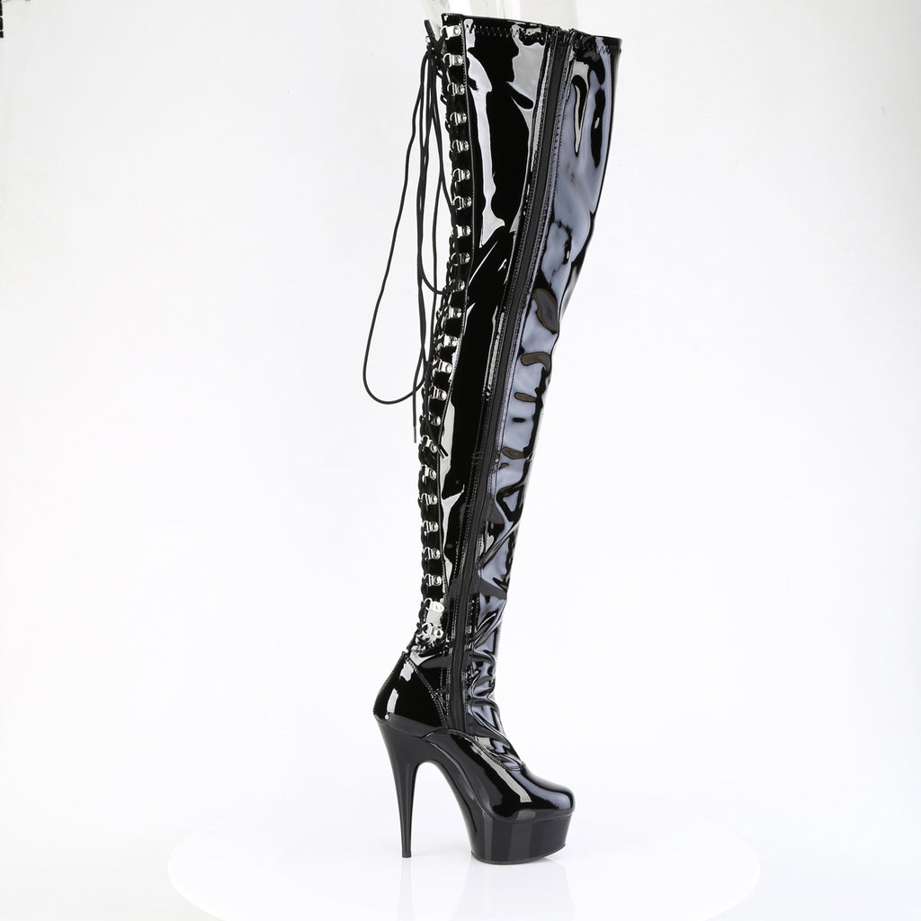 6" Heel, 1 3/4" Pf Back Lace Stretch Crotch Boot, Side Zip Pleaser Pleaser DELIGHT/4063