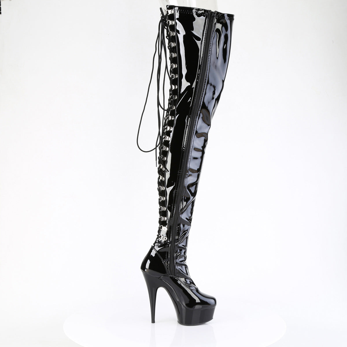 6" Heel, 1 3/4" Pf Back Lace Stretch Crotch Boot, Side Zip Pleaser Pleaser DELIGHT/4063