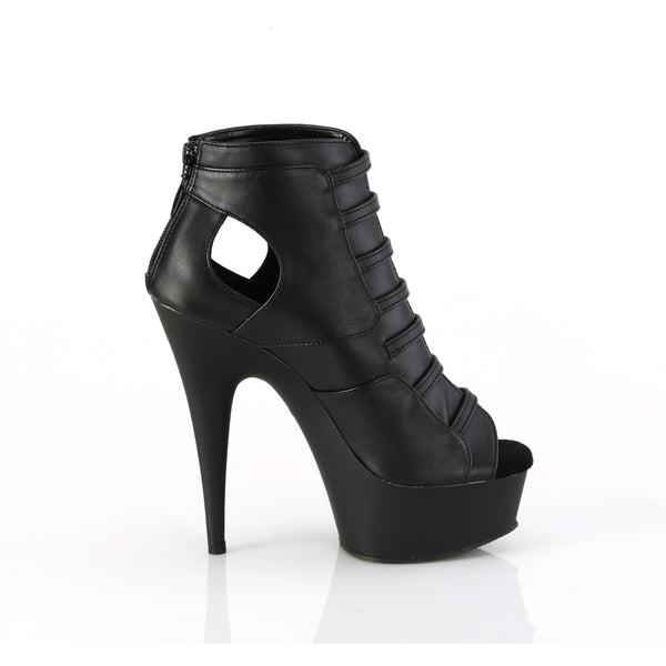 6" Heel, 1 3/4" Pf Buckle Strap Cage Bootie, Back Zip Pleaser Pleaser DELIGHT/600/11