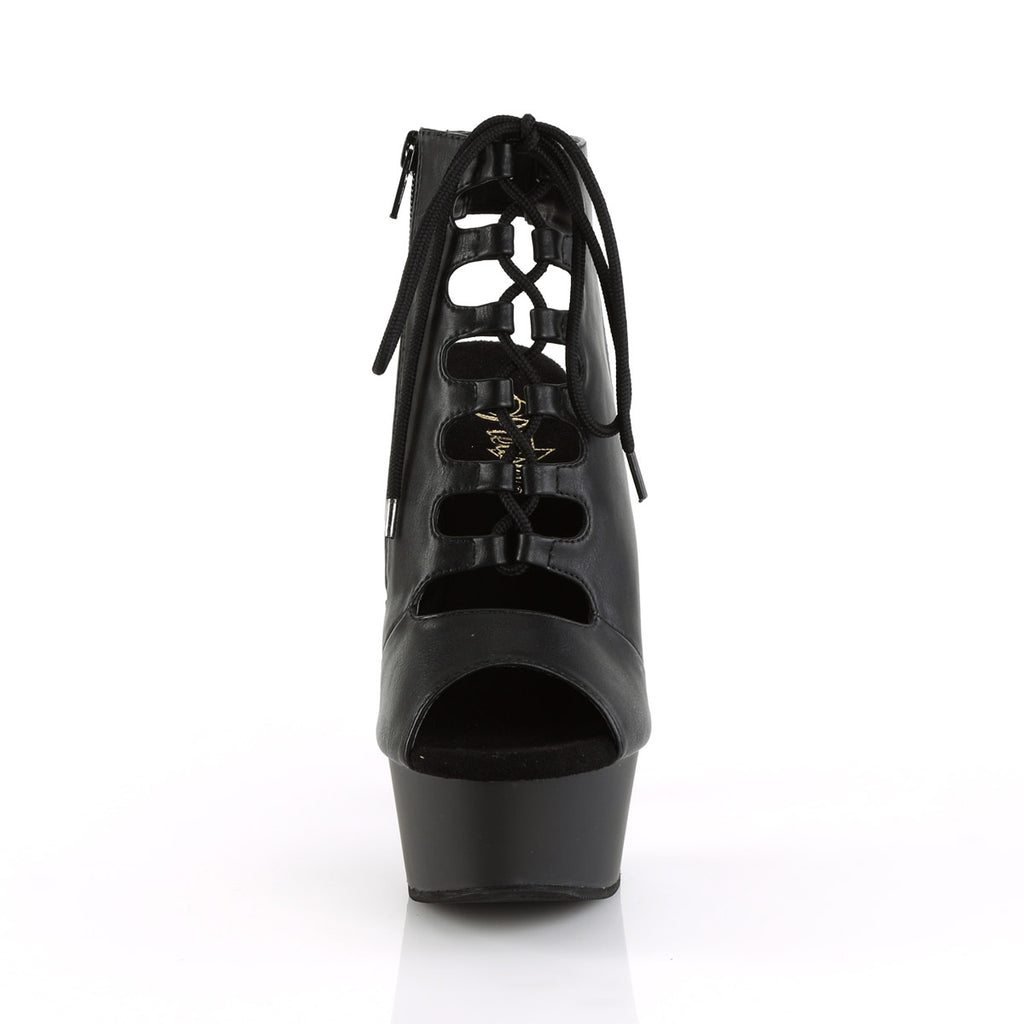 6" Heel, 1 3/4" PF OpenToe/Heel Front Lace Up Ankle Bootie Pleaser Pleaser DELIGHT/600/20