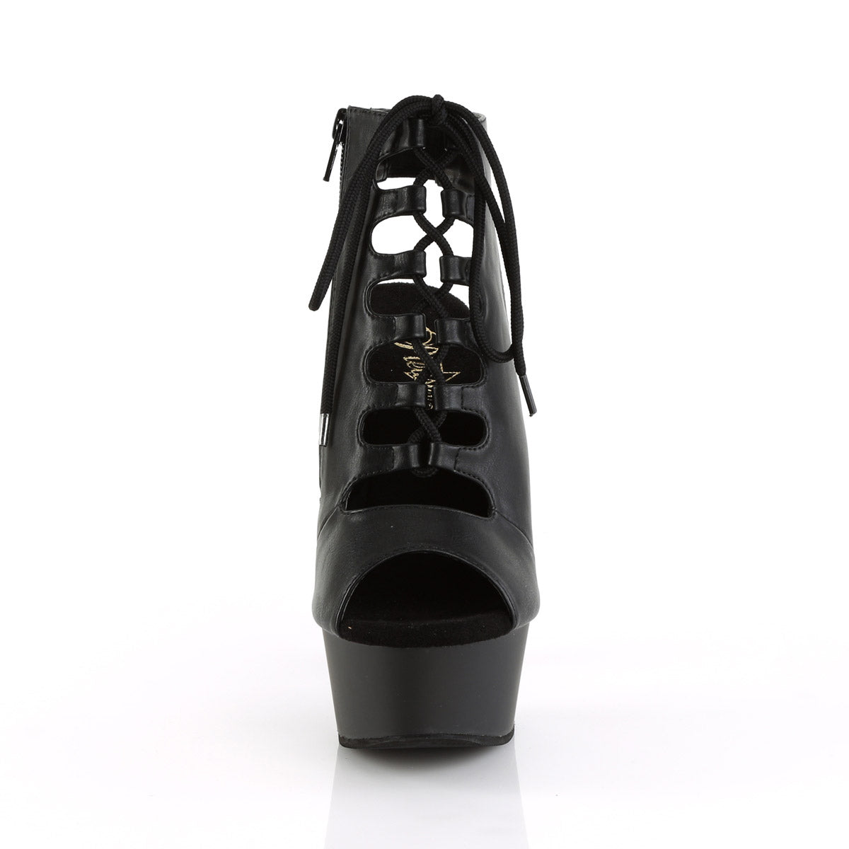 6" Heel, 1 3/4" PF OpenToe/Heel Front Lace Up Ankle Bootie Pleaser Pleaser DELIGHT/600/20
