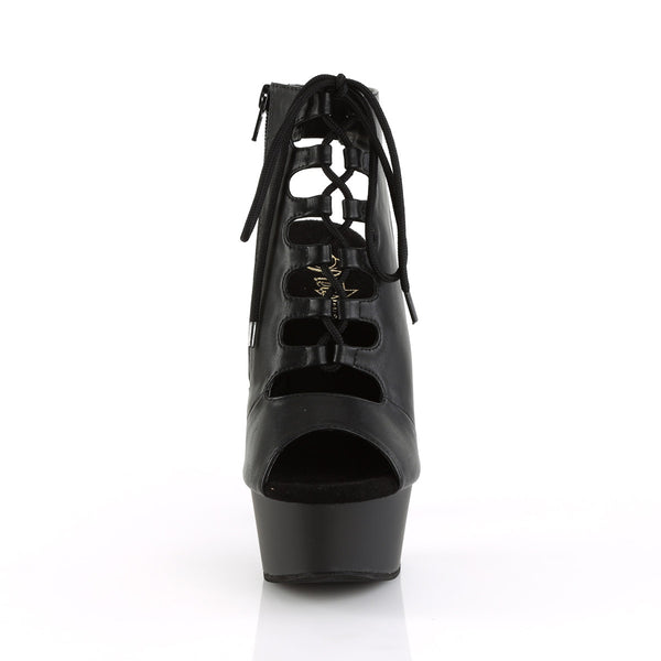6" Heel, 1 3/4" PF OpenToe/Heel Front Lace Up Ankle Bootie Pleaser Pleaser DELIGHT/600/20