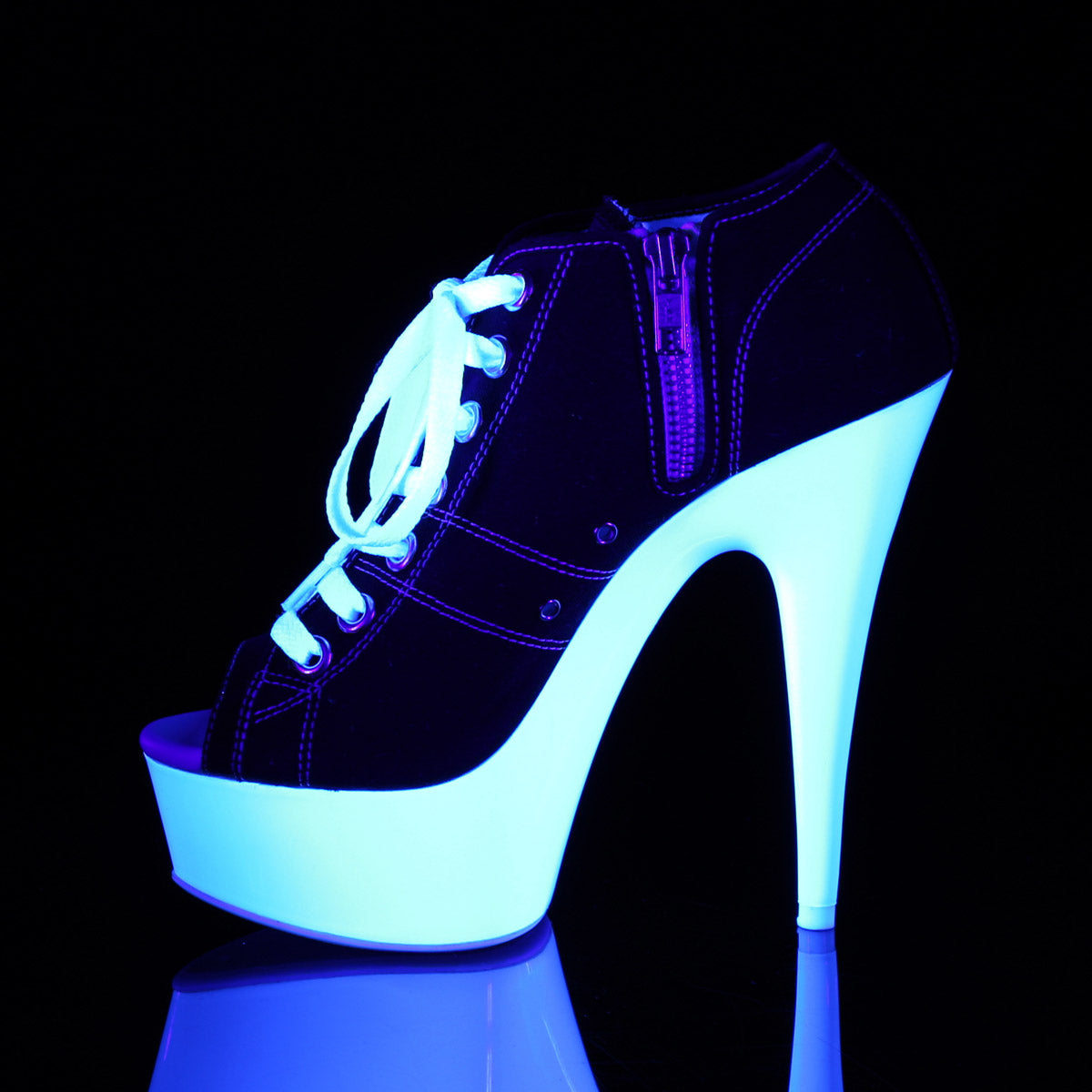 Pleaser 6-Inch Heel Open Toe Lace-Up Sneaker with Platform and Side Zip for Women Secondary image