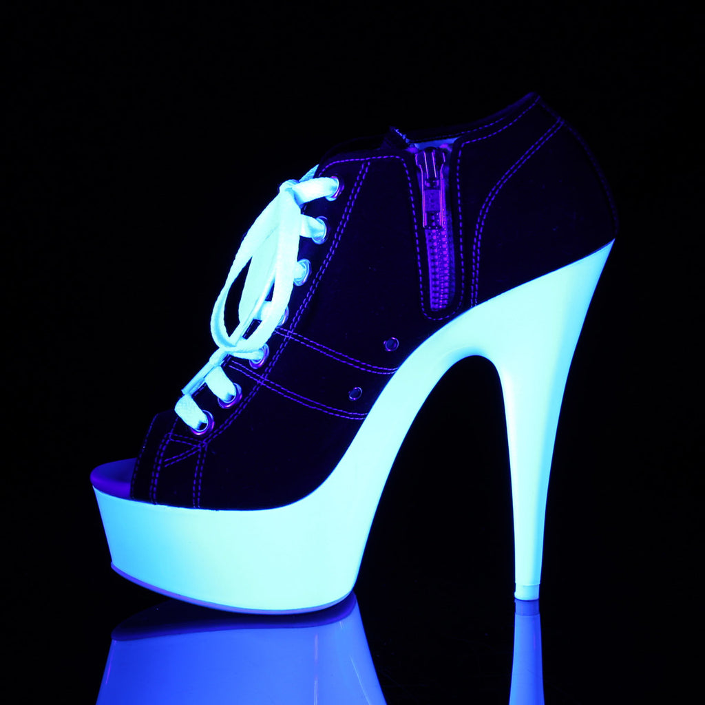 6" Heel, 1 3/4" PF Open Toe Sneaker, Side Zip Pleaser Pleaser DELIGHT/600SK/01