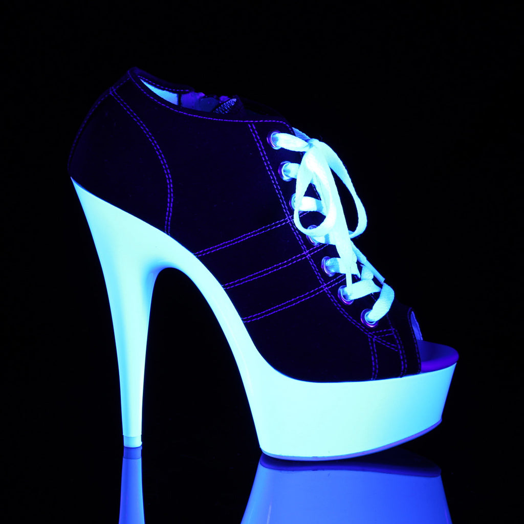 6" Heel, 1 3/4" PF Open Toe Sneaker, Side Zip Pleaser Pleaser DELIGHT/600SK/01